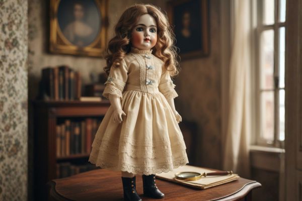 bambola in ceramica del XIX secolo,