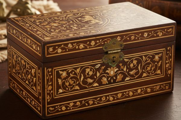 una scatola intarsiata antica