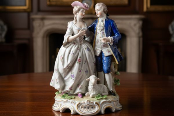 Statuine in porcellana Capodimonte del XVIII secolo raffiguranti scene di vita quotidiana con dettagli realistici e finiture artigianali